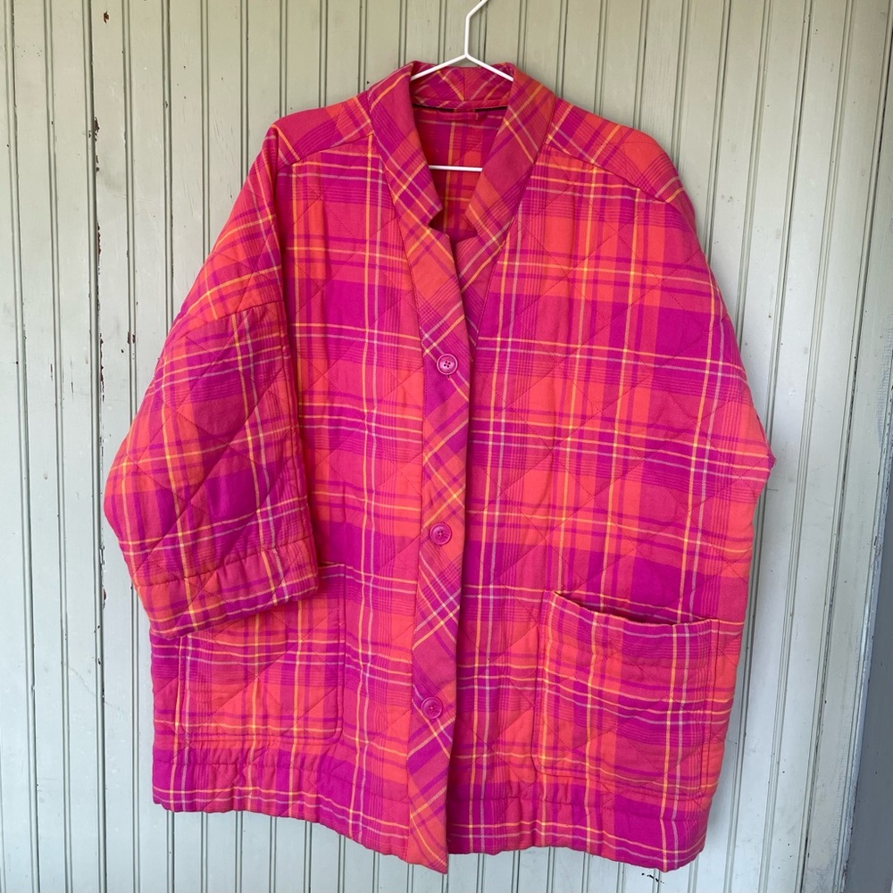 Isaac Mizrahi. plaid cotton unlined jacket. 2x.